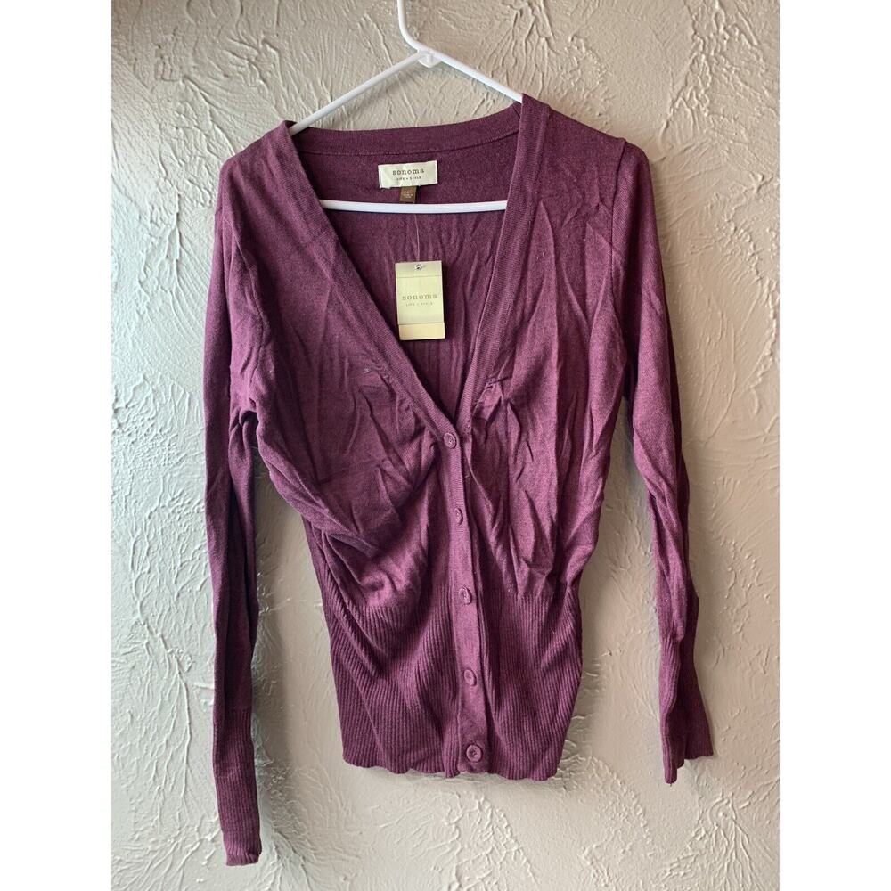 SONOMA Womens Lightweight Cardigan Sweater Long Sleeve Top Buttons Size Large